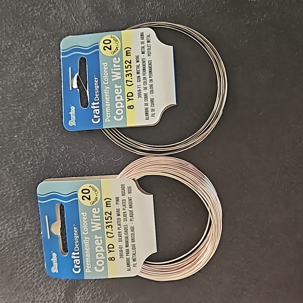 SET OF 2: 20 gauge Copper Wire, 8yrds Silver Plated Pink, 8yrs Gun Metal